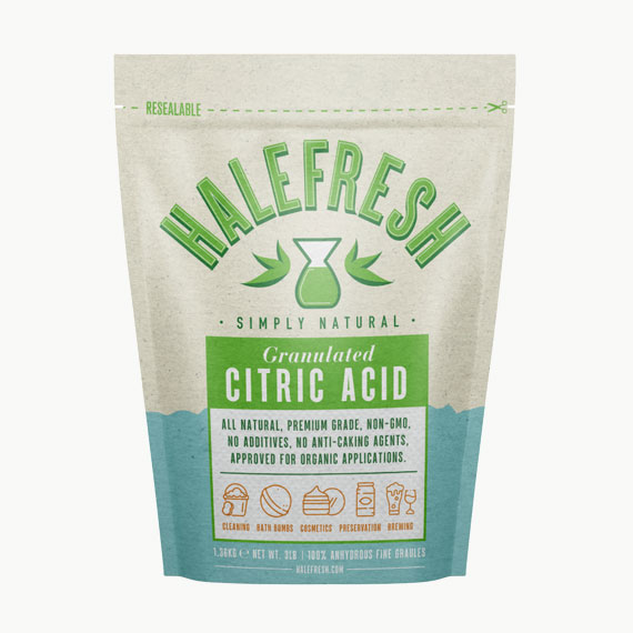 Halefresh citric acid in 3lb stand up pouch.