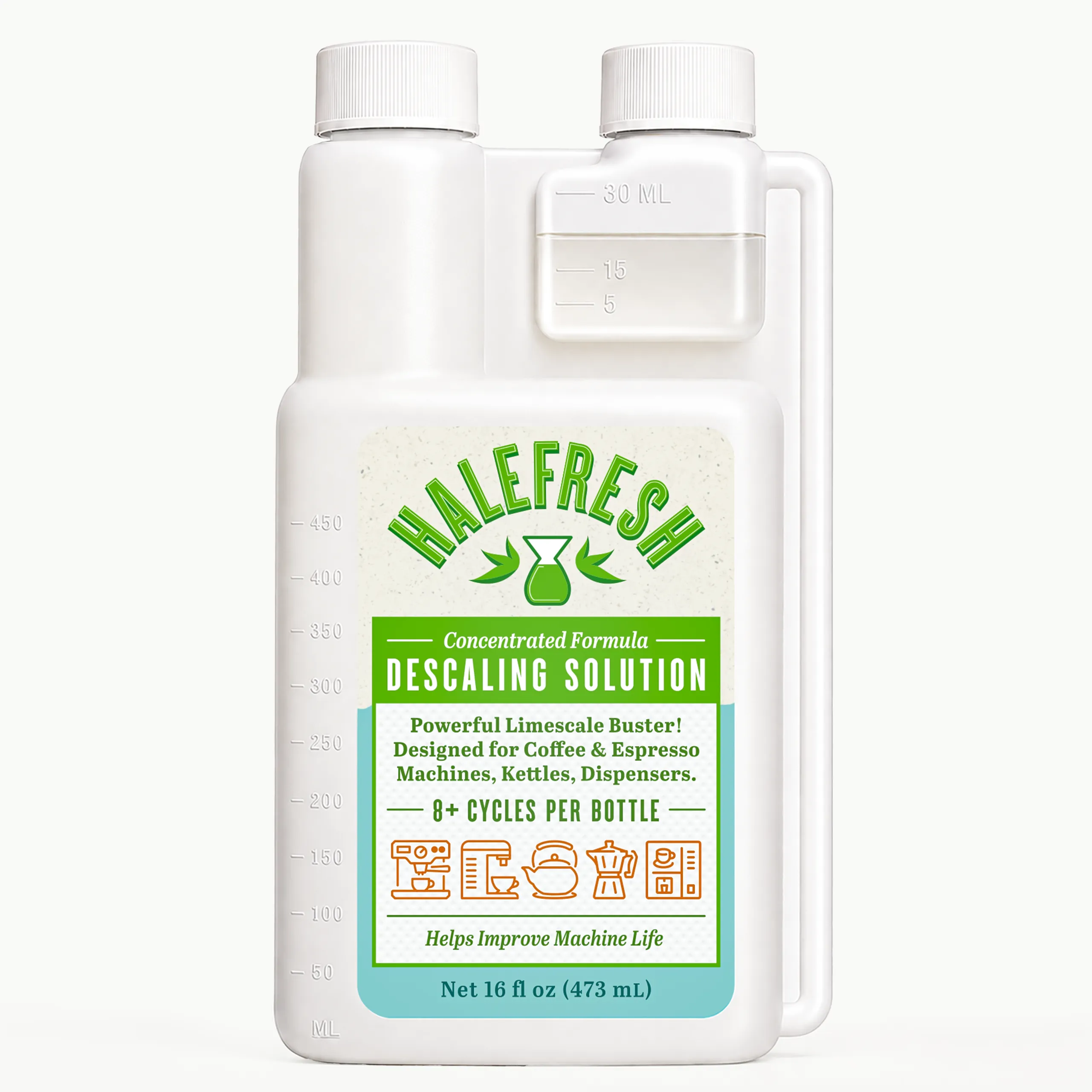 Halefresh Descaling Solution 16 oz bottle for coffee makers, espresso machines, kettles and dispensers
